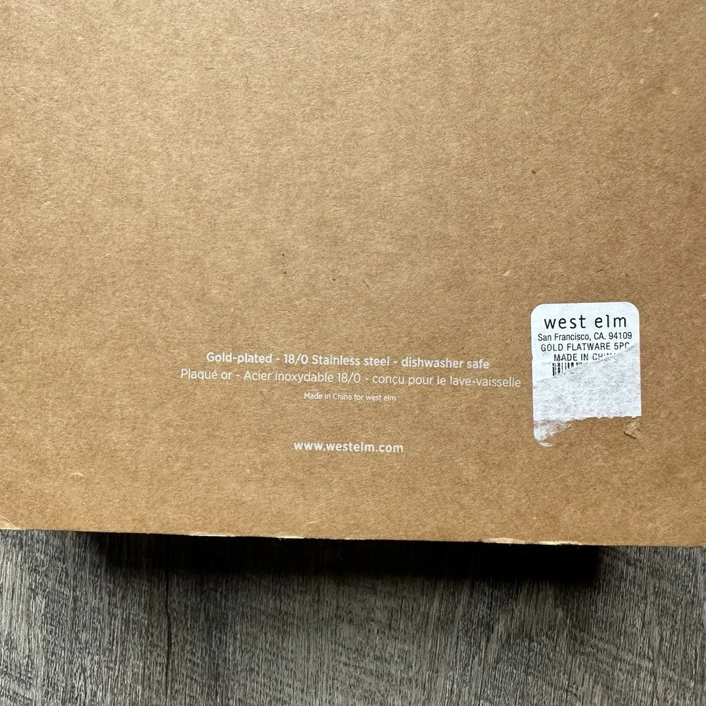 NEW West Elm Gold Dorés Flatware Set 5-piece‎ Plated Gold NIB OB